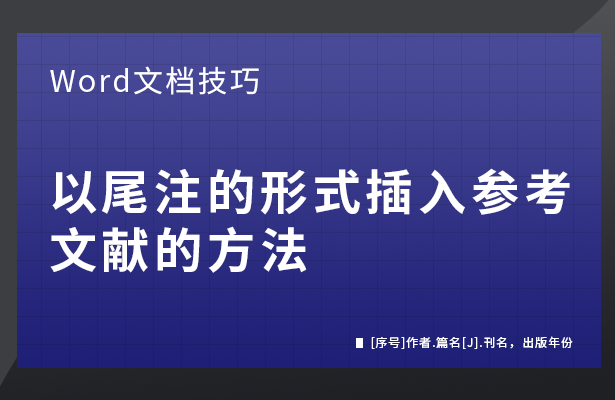 Word文档技巧---以尾注的形式插入参