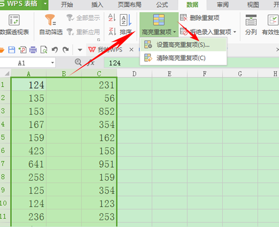 WPS表格如何发现并删除重复项