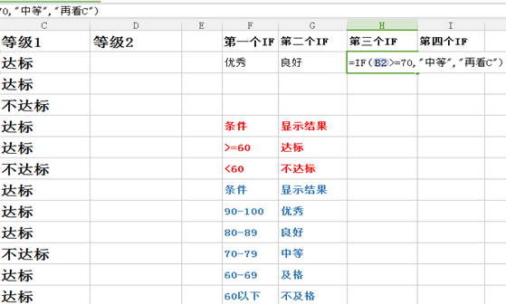 WPS表格IF函数的嵌套使用