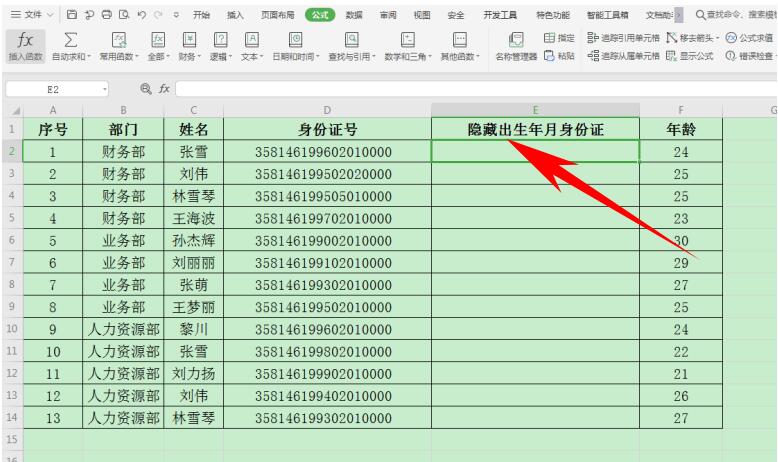 Excel 如何隐藏证件号生日